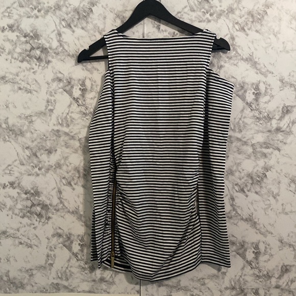 NWOT | Michael Kors | Black & White Stripe | Ruched | Long Sleeve | Top | Size:… - Picture 3 of 17